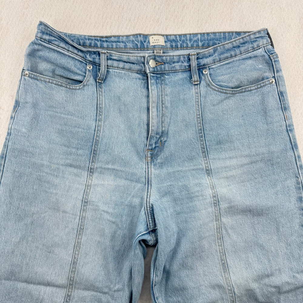 A New Day Womens High‎ Rise Barrel Jeans Size 16/33R (38x26) Tapered Blue Denim